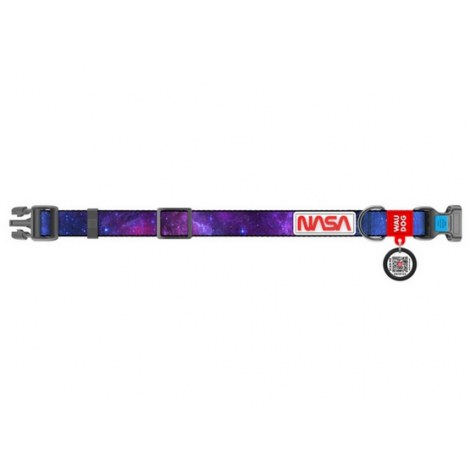 Collar WauDog Nylon Obroża nylonowa z QR-paszportem, plastikowy fastex, wzór NASA21, 20mm/28-40cm - 2