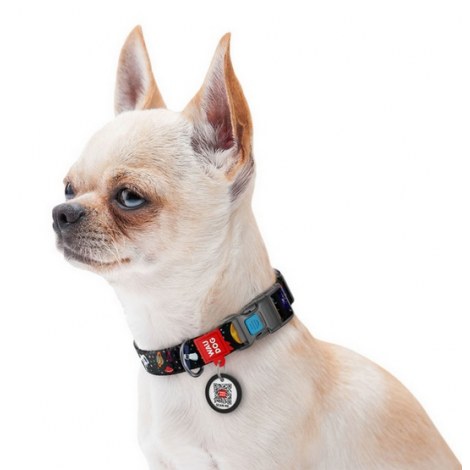 Collar WauDog Nylon Obroża nylonowa z QR-paszportem, plastikowy fastex, wzór NASA, 20mm/28-40cm - 3
