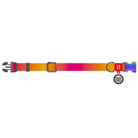 Collar WauDog Recycled Obroża nylonowa z QR-paszportem, gradient M 20mm x 28-40cm pomarańczowy - 2