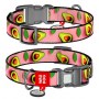 Collar WauDog Nylon Obroża nylonowa z QR-paszportem, plastikowy fastex, wzór AWOKADO NA RÓŻU, M 20mm/28-40cm - 2