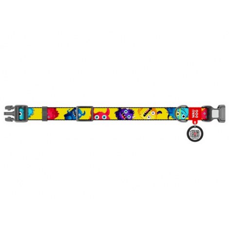 Collar WauDog Nylon Obroża nylonowa z QR-paszportem, plastikowy fastex, wzór FUTRZANE POTWORY, M 20mm/28-40cm - 2