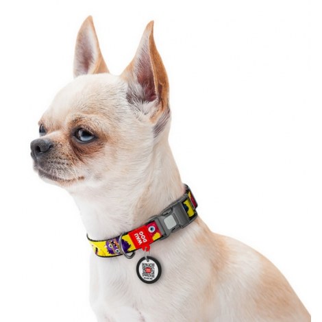 Collar WauDog Nylon Obroża nylonowa z QR-paszportem, plastikowy fastex, wzór FUTRZANE POTWORY, XXL 35mm/46-70cm - 3