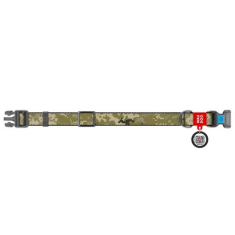 Collar WauDog Nylon Obroża nylonowa z QR-paszportem, plastikowy fastex, wzór MILITARY, L 25mm/33-49cm - 2