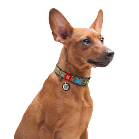 Collar WauDog Nylon Obroża nylonowa z QR-paszportem, plastikowy fastex, wzór MILITARY, L 25mm/33-49cm - 4