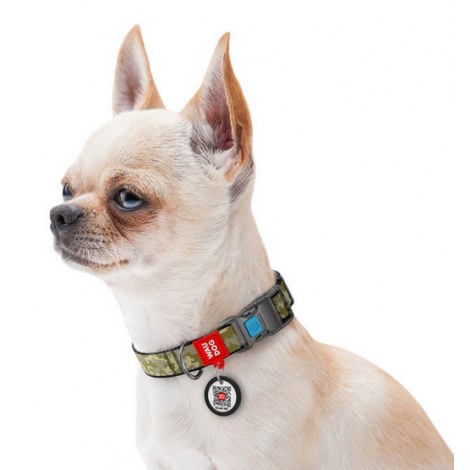 Collar WauDog Nylon Obroża nylonowa z QR-paszportem, plastikowy fastex, wzór MILITARY, M 20mm/28-40cm - 3