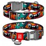 Collar WauDog Nylon Obroża nylonowa z QR-paszportem, plastikowy fastex, wzór ZĘBATE POTWORY, M 20mm/28-40cm - 2