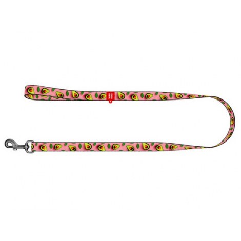 Collar WauDog Nylon Smycz nylonowa S 15mm/200cm, wzór AWOKADO NA RÓŻU - 2