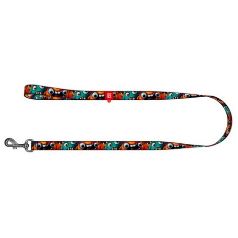 Collar WauDog Nylon Smycz nylonowa S 15mm/200cm, wzór ZĘBATE POTWORY - 2