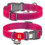 Collar WauDog Nylon Mono Obroża nylonowa odblaskowa z QR-paszportem, plastikowy fastex, S 15mm/25-35cm różowa - 2