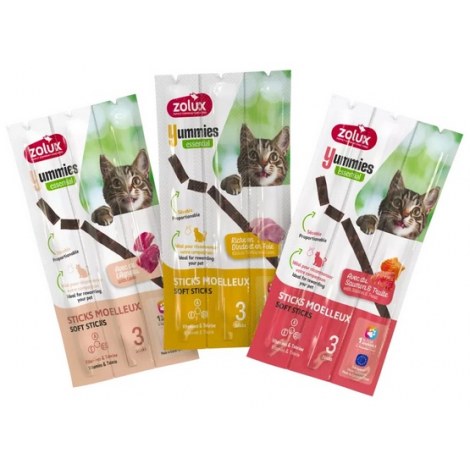Zolux Yummies Miękki przysmak dla kota - Pałeczki Łosoś & Pstrąg 3x5g - 4