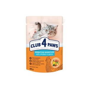 Mokra karma dla kotów z wrażliwym przewodem pokarmowym z kurczakiem w sosie 80g Club 4 Paws