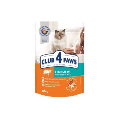 Mokra karma dla kotów  cielęcina w galaretce 80g Club 4 Paws Premium