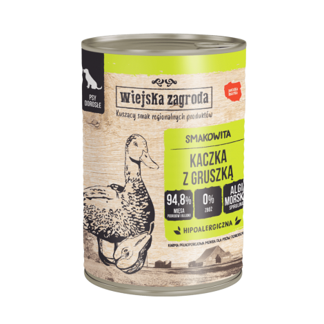 Wiejska Zagroda Karma mokra dla psa Kaczka z gruszką (dorosły) 400g