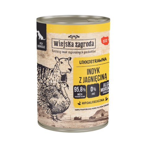 Karma mokra dla psa Wiejska Zagroda Indyk z jagnięciną (dorosły) 400g