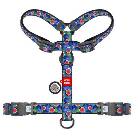 Collar WauDog Nylon Szelki nylonowe anatomiczne w kształcie litery H, z QR-paszportem, plastikowy fastex, wzór FIGA, rozmiar M 20mm - 2