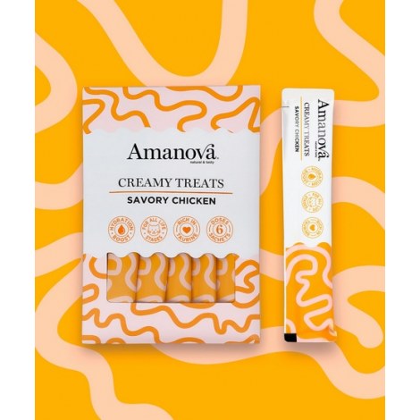 Amanova Cat Creamy Treats Savory Chicken - kurczak 6x15g - 3