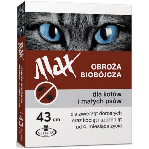 Selecta HTC Obroża Max biobójcza dla kota i małego psa przeciw pchłom i kleszczom 43cm brązowa [SE-0919]