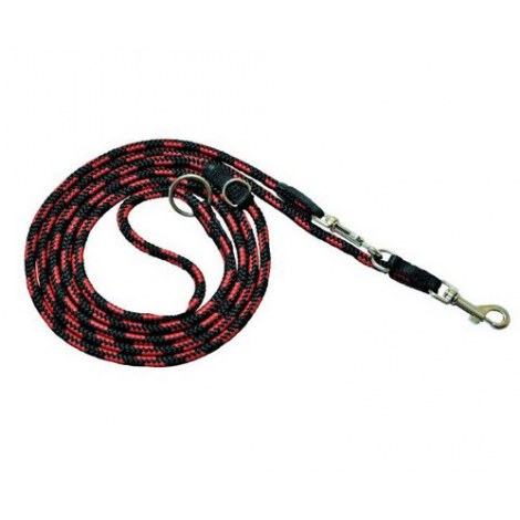 CHABA Smycz linka regulowana - 14mm x 130/220cm czarno-czerwona - 2