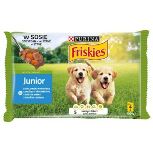 Friskies Dog Junior Kurczak i marchewka w sosie saszetki 4x100g