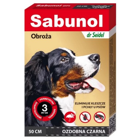 Sabunol GPI Obroża przeciw pchłom dla psa ozdobna czarna 50cm