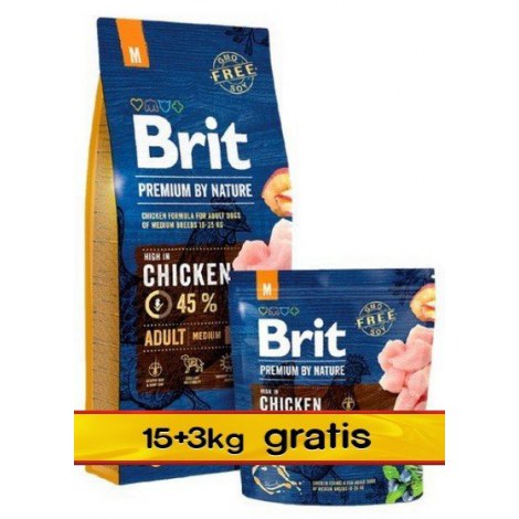 Brit Premium By Nature Adult M Medium 18kg (15+3kg gratis) - 2