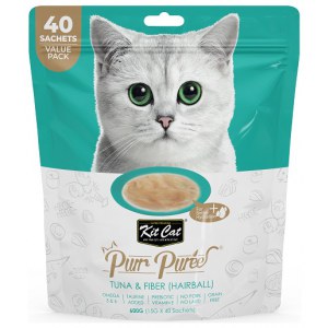 Kit Cat PurrPuree Tuna & Fiber Hairball 40x15g