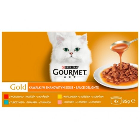 Gourmet Gold Mix Wołowina/Kurczak/Tuńczyk/Łosoś 4x85g - 2