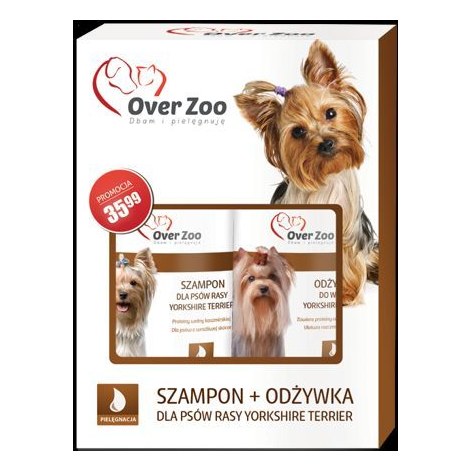 OVERZOO Dwupak dla psów rasy Yorkshire Terrier, szampon 250ml + odżywka 240ml