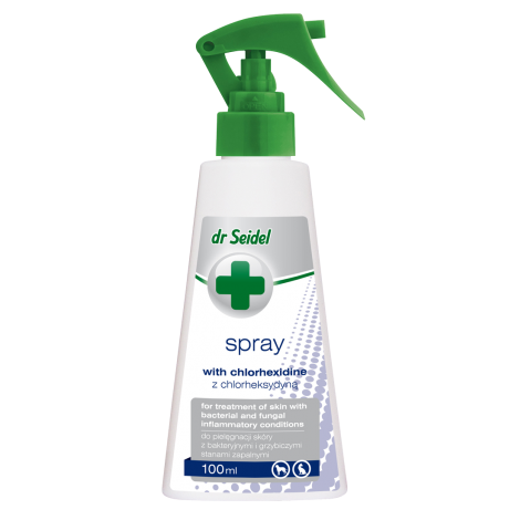 DR SEIDEL SPRAY Z CHLORHEKSYDYNĄ do skóry z bakteryjnymi i grzybiczymi  stanami zapalnymi 100ml