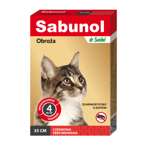SABUNOL obroża czerwona przeciw pchłom dla kotów 35cm