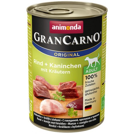 Animonda GranCarno Adult Rind Kaninchen Krautern Wołowina + Królik z Ziołami puszka 400g - 2
