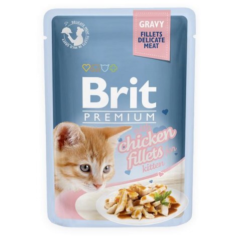 BRIT POUCH GRAVY KITTEN FILLETS CHICKEN saszetka dla kociaków z kurczakiem w sosie 85g