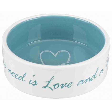 TRIXIE Miska ceramiczna Pet's Home, 0.3 l/o 12 cm, kremowa/jasnoniebieska [TX-25050]