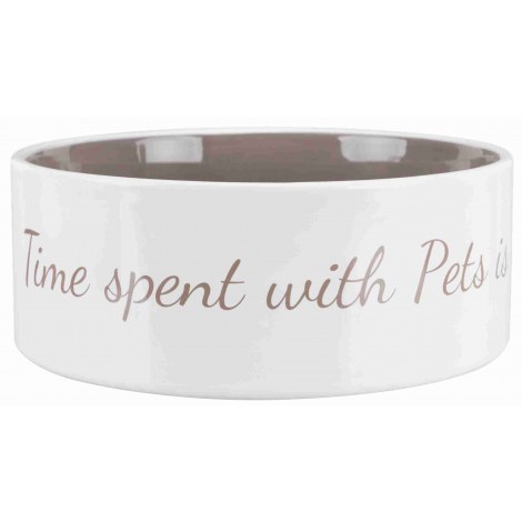 TRIXIE Miska ceramiczna Pet's Home, 0.8 l/o 16 cm, kremowa/ciemnoszara [TX-25054] - 2