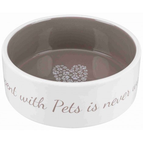 TRIXIE Miska ceramiczna Pet's Home, 0.8 l/o 16 cm, kremowa/ciemnoszara [TX-25054]