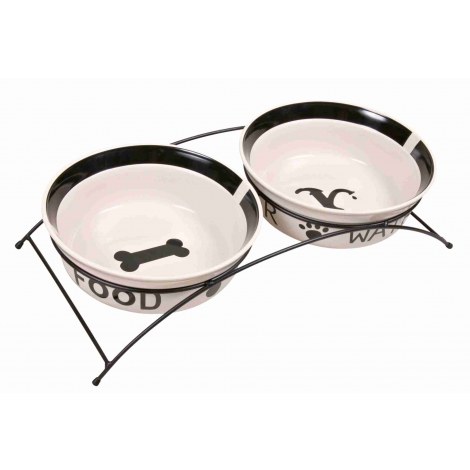 TRIXIE MISKI CERAMICZNE NA STOJAKU, 2.6 l/śr. 25 cm [TX-24643]