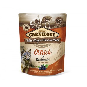 CARNILOVE DOG POUCH ADULT OSTRICH WITH BLACKBERRIES GRAIN-FREE 300g