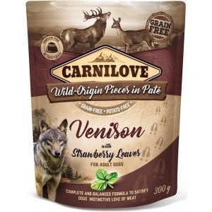 CARNILOVE DOG POUCH ADULT VENISON WITH STRAWBERRY LEAVES GRAIN-FREE 300g