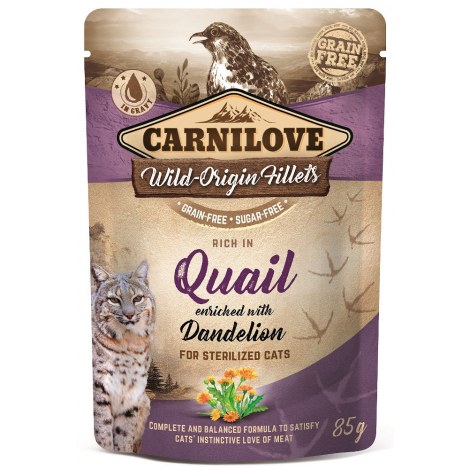 CARNILOVE CAT POUCH STERILIZED QUAIL WITH DANDELION GRAIN-FREE 85g