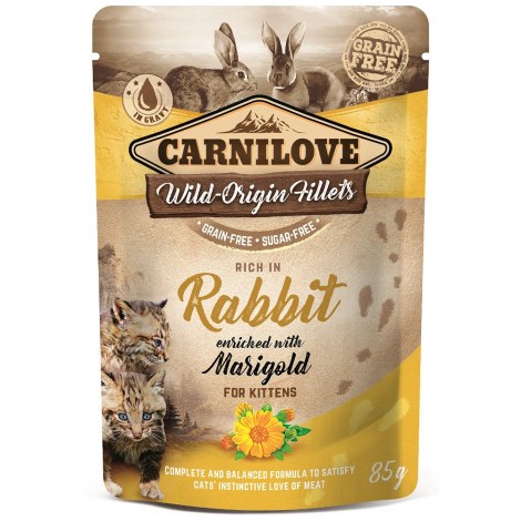 CARNILOVE CAT POUCH KITTEN RABBIT WITH MARIGOLD GRAIN-FREE 85g